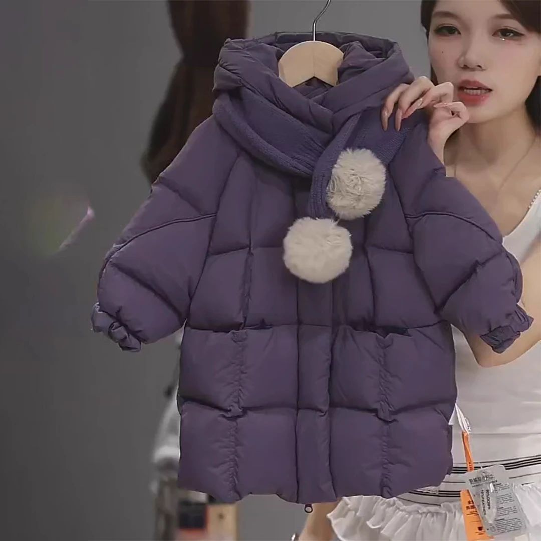 2025年冬季新款儿童男女童中大童连帽棉服防寒服中长款外套棉袄潮