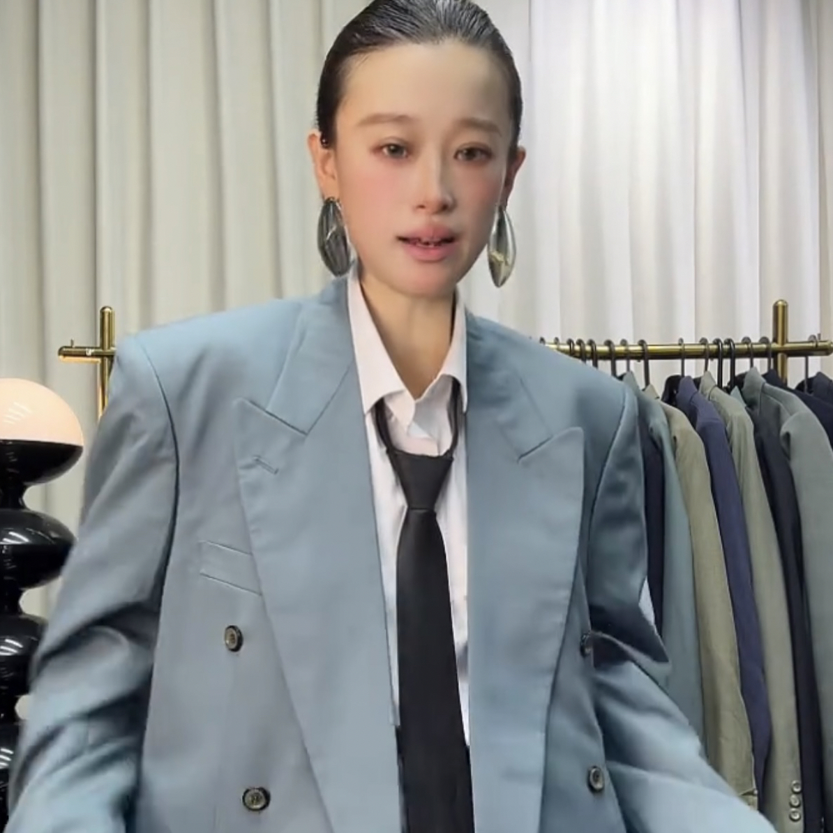 免打结高版本西服休闲领带百搭蓝色