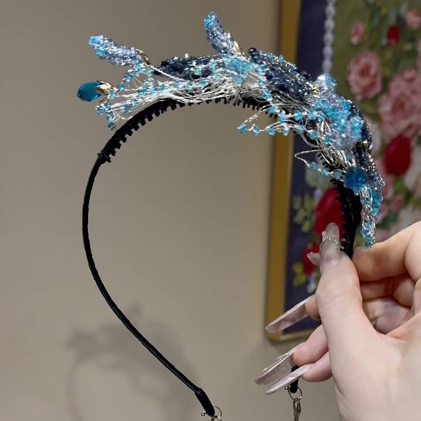 茜子风系列高定蓝灵蝶系列发箍网红发饰头饰