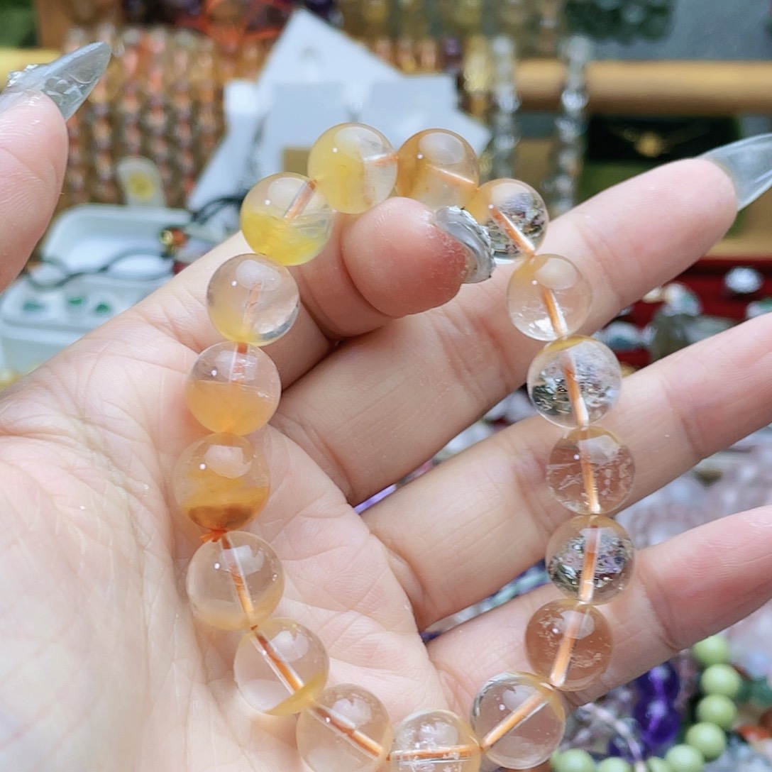 水晶手串未镶嵌兔毛聚宝盆11mm