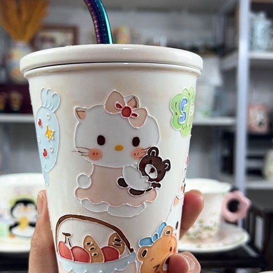手绘高温釉下彩陶瓷婷*