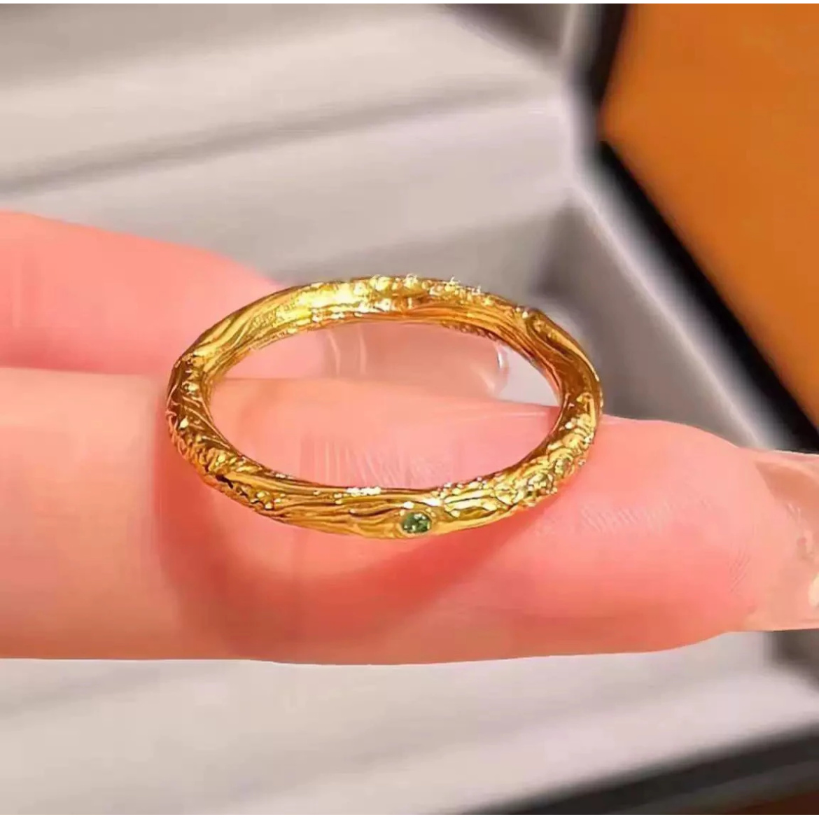 【财哥】足金卷草纹戒指
