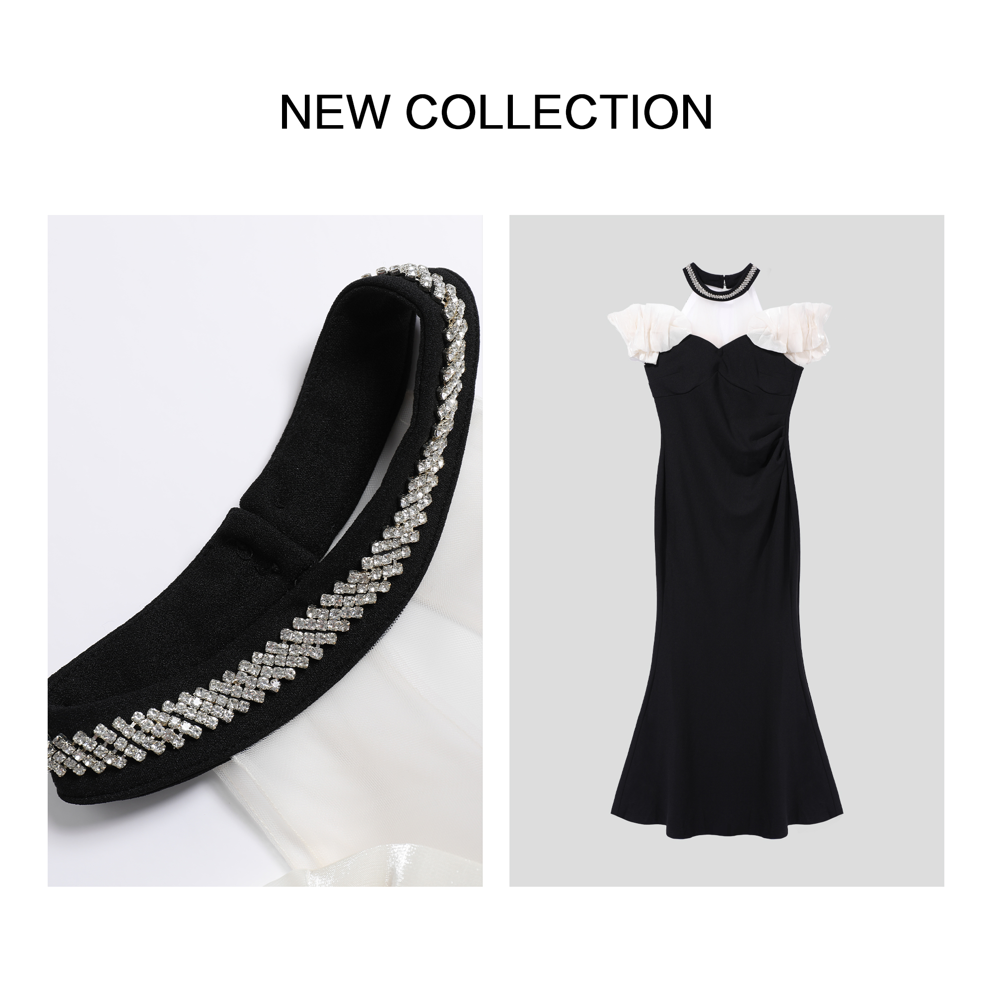 【龙哥专属】L1F27001 优雅高贵珍珠装饰荷叶边连衣裙 4073