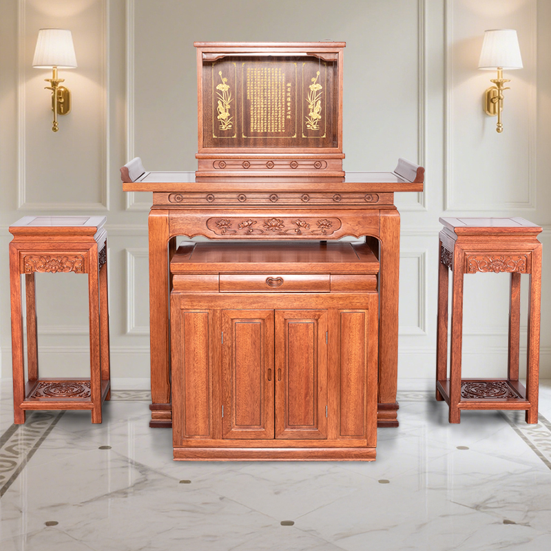 新中式实木高端供桌佛台家用财神桌海棠木香案榫卯结构贡桌供奉桌