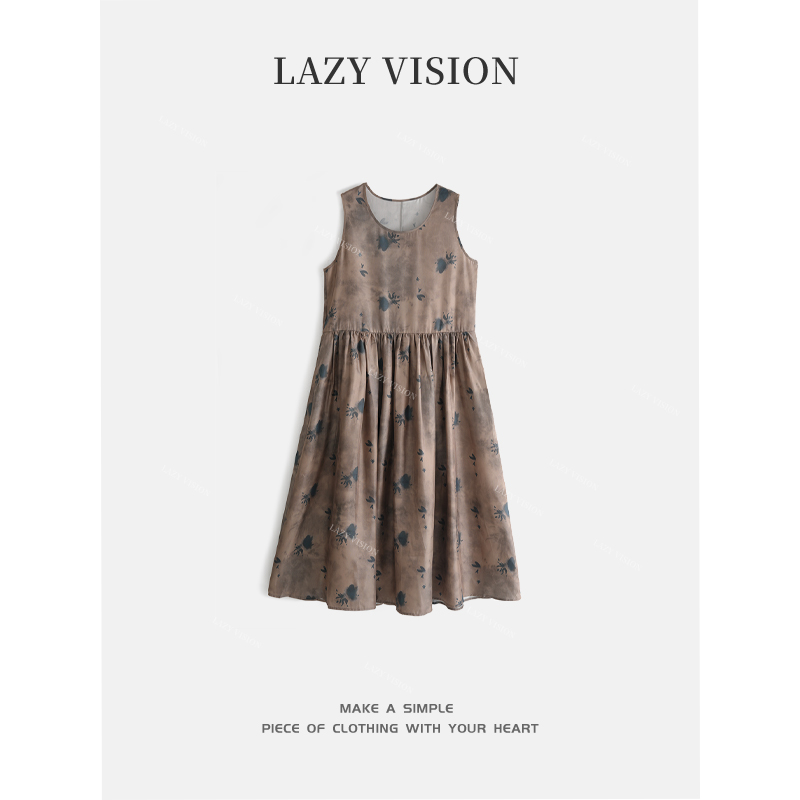 LAZYVISION+桑蚕丝无袖连衣裙ZMD-29996@