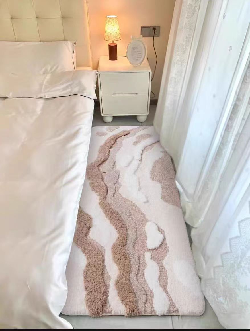 白沙公园奶油风高级百搭卧室床边毯飘窗垫衣帽间机织提花地毯