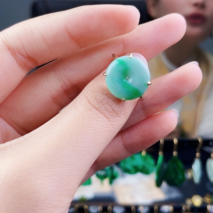 翡翠戒指银S925镶嵌饰品