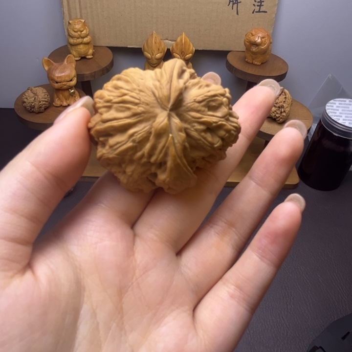 幽***案吊坠桃核白狮子单只异型有瑕有磕
