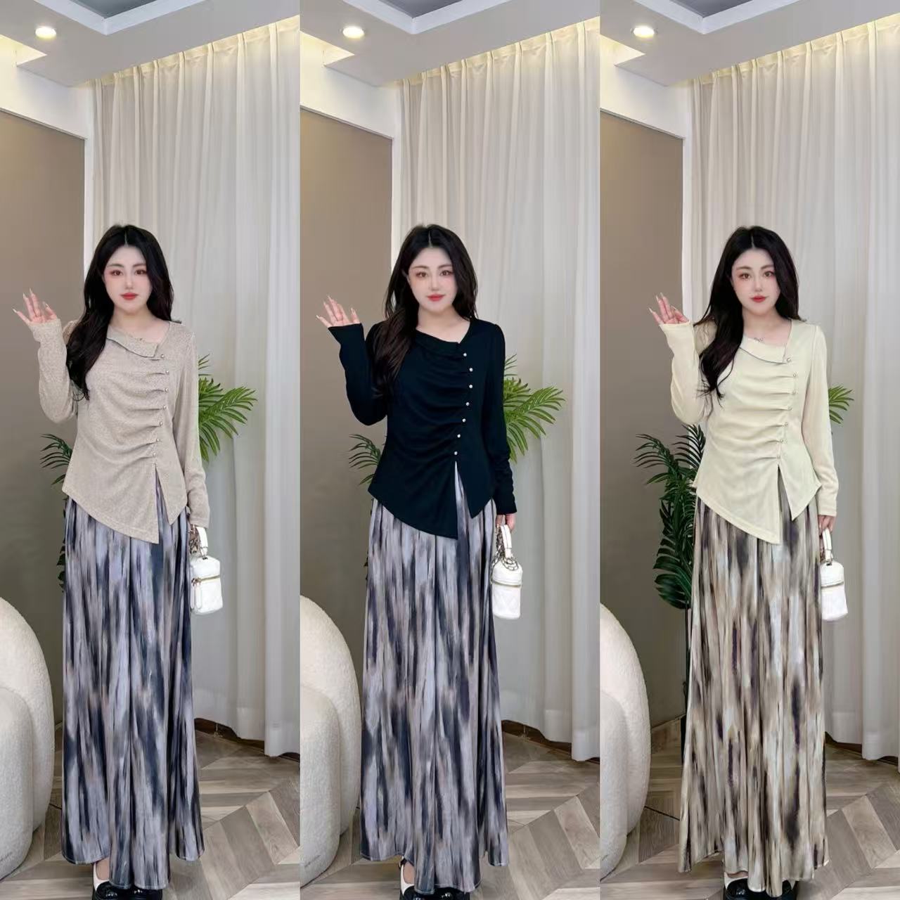 【玲胖胖 单裤子】 高腰不规则扎染宽松休闲大码女装裤子LPP61867