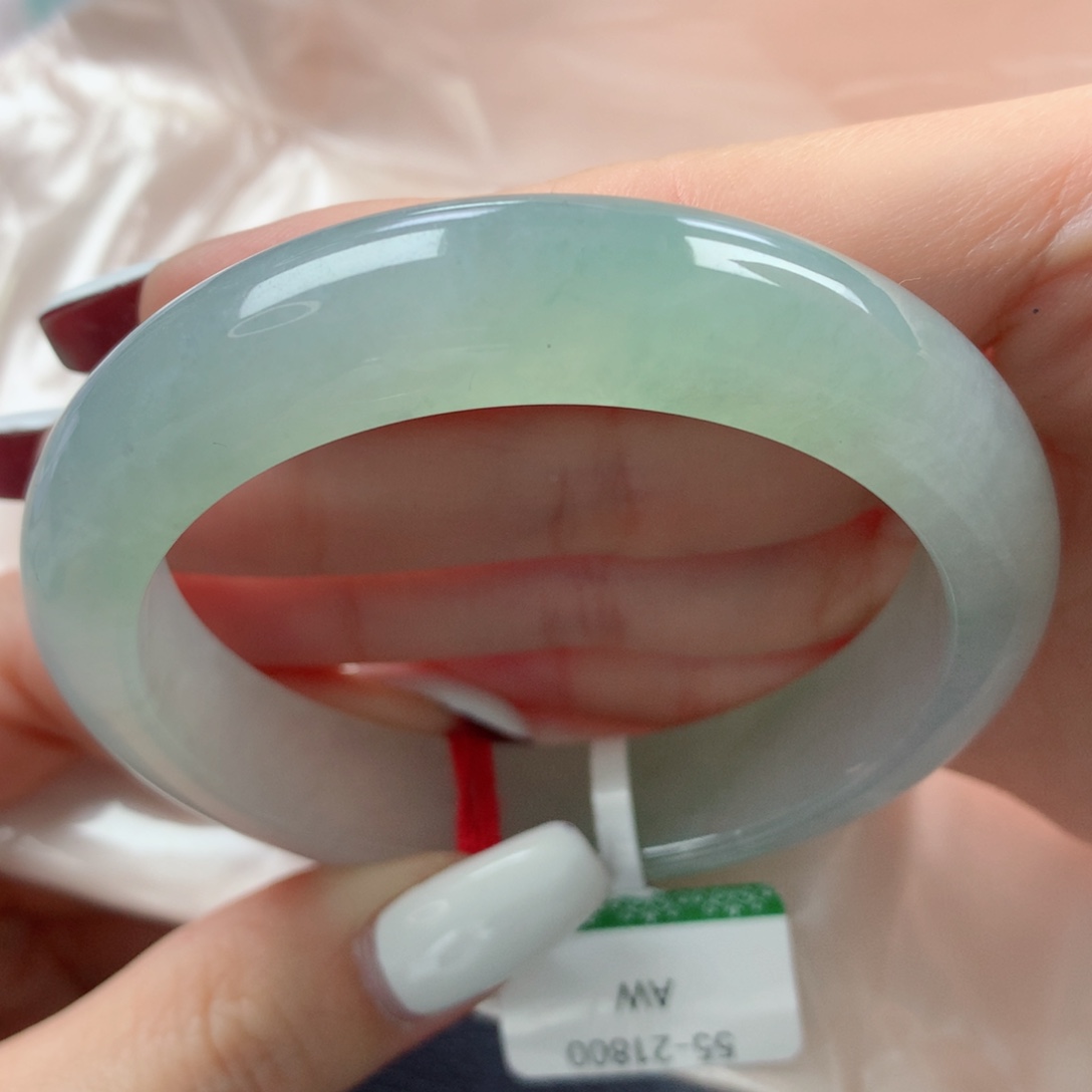 未镶嵌手镯翡翠老坑冰种甜绿完美不包容55