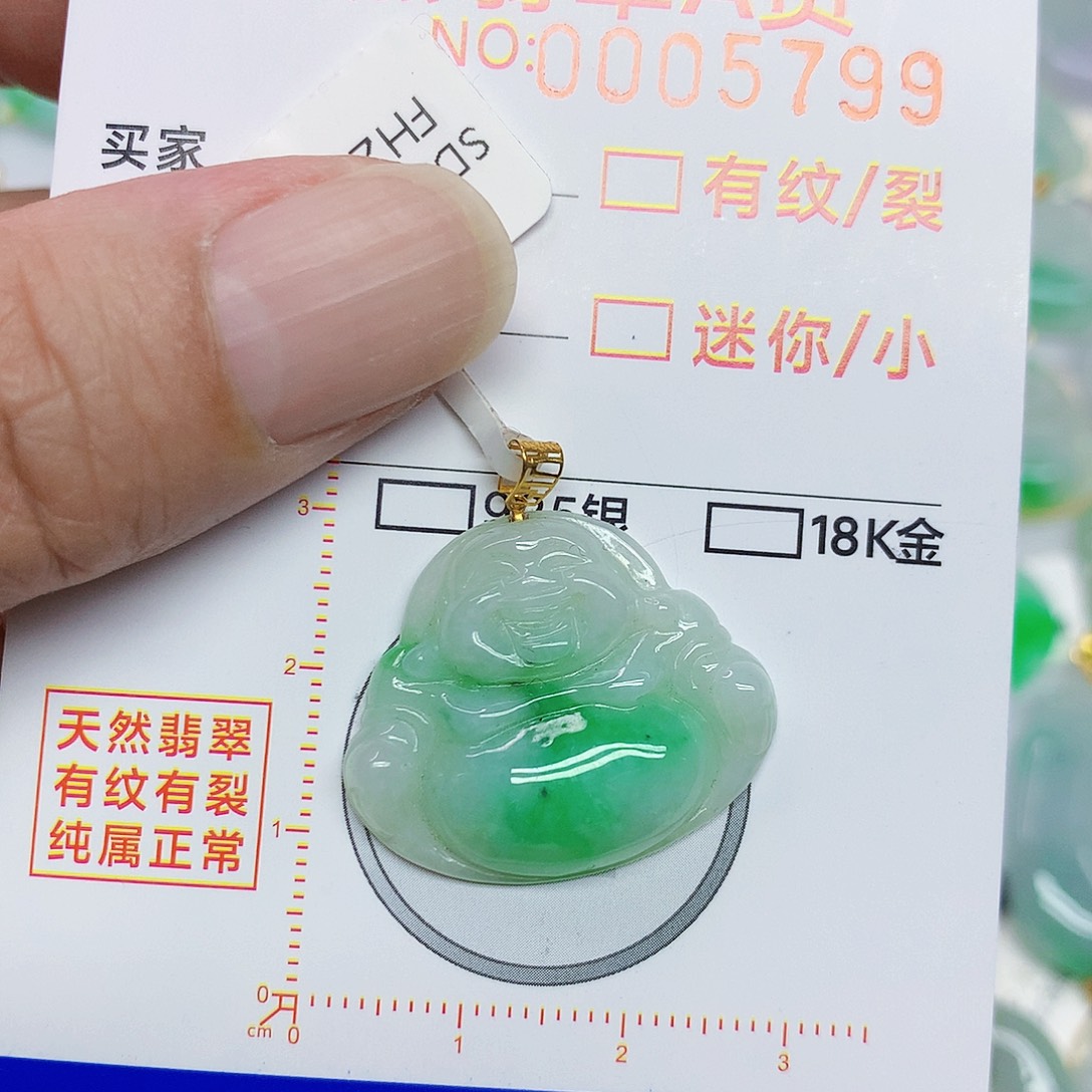 翡翠18K金镶嵌颈饰3567899