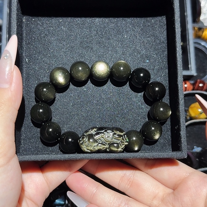 黑曜岩未镶嵌手链