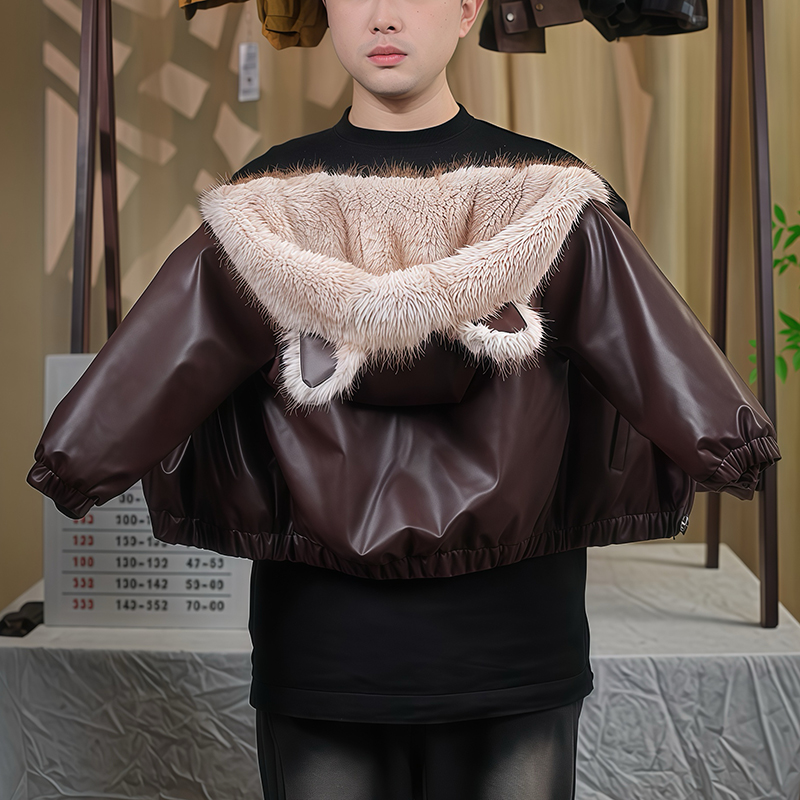 儿童加厚冬季新款翻领超厚定制款毛毛外套冬款皮衣夹克外套穿搭潮