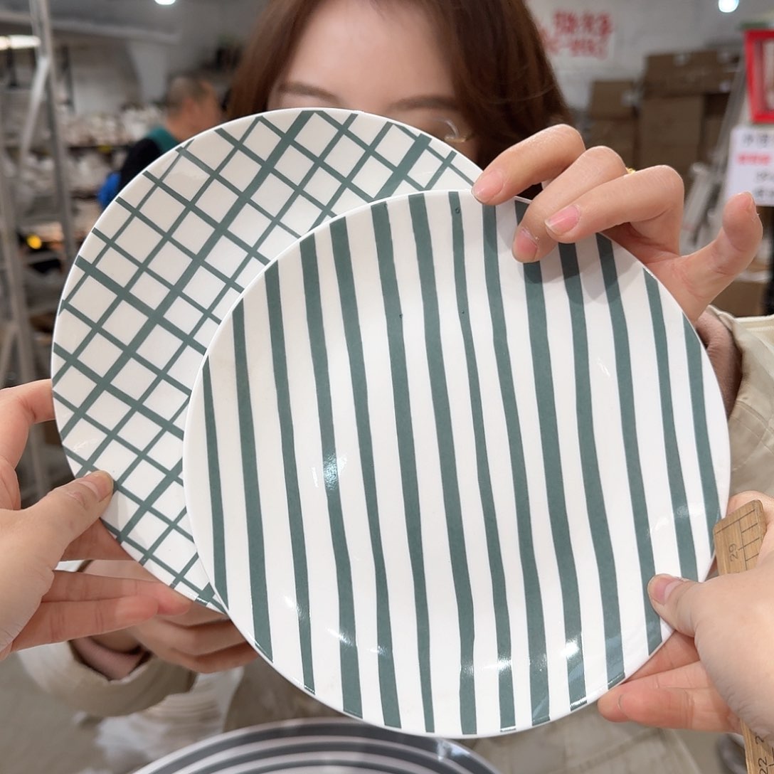 瓷骨瓷8英寸20cm平盘2只外贸尾单