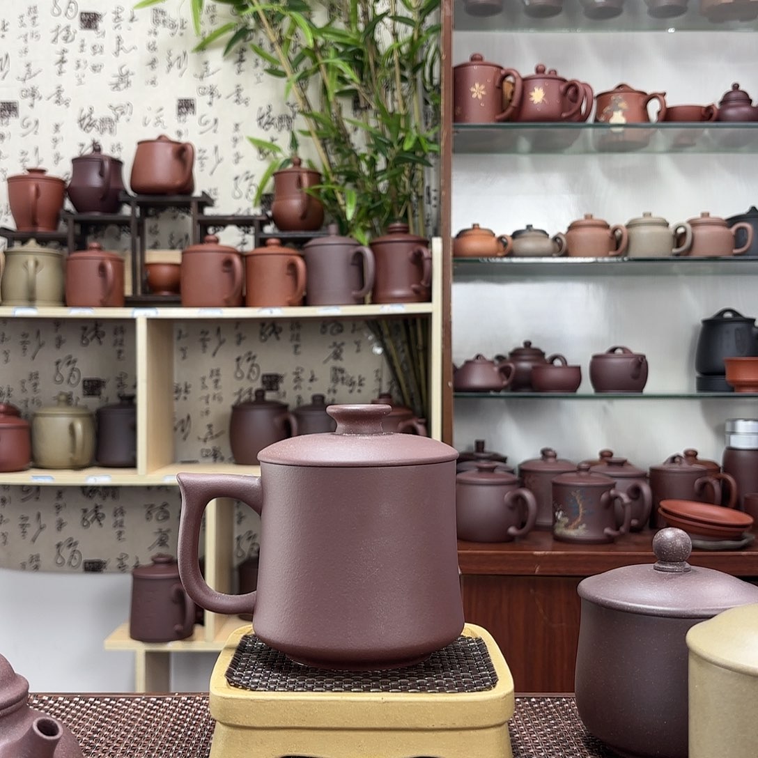 紫砂茶杯宜兴紫砂无礼盒紫泥柱绌