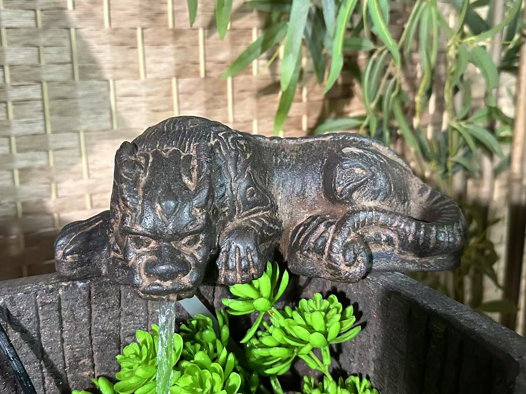 中国风仿青石禅意桌面花盆水仙盆怀旧做旧吸水兽流水摆件花盆