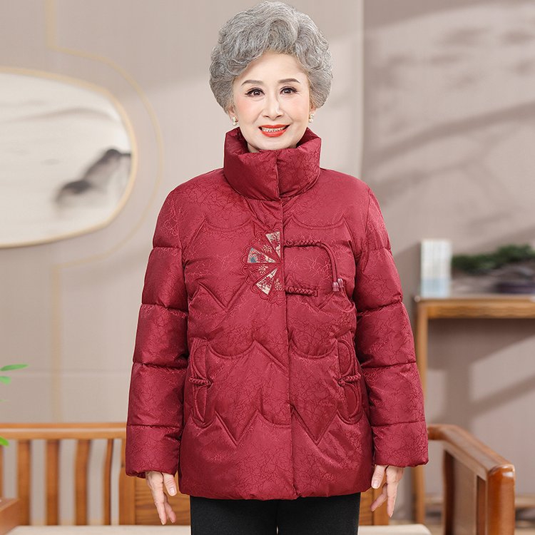奶奶冬装立领棉服外套洋气中老年女装冬季国风加绒棉衣老太太棉袄