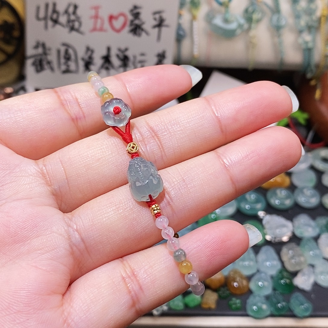 翡翠未镶嵌颈饰貔貅小米珠手链16