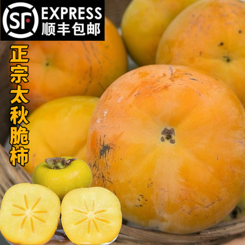 【太秋脆柿】现摘不涩口脆柿脆甜多汁果肉带冰糖心顺丰快递