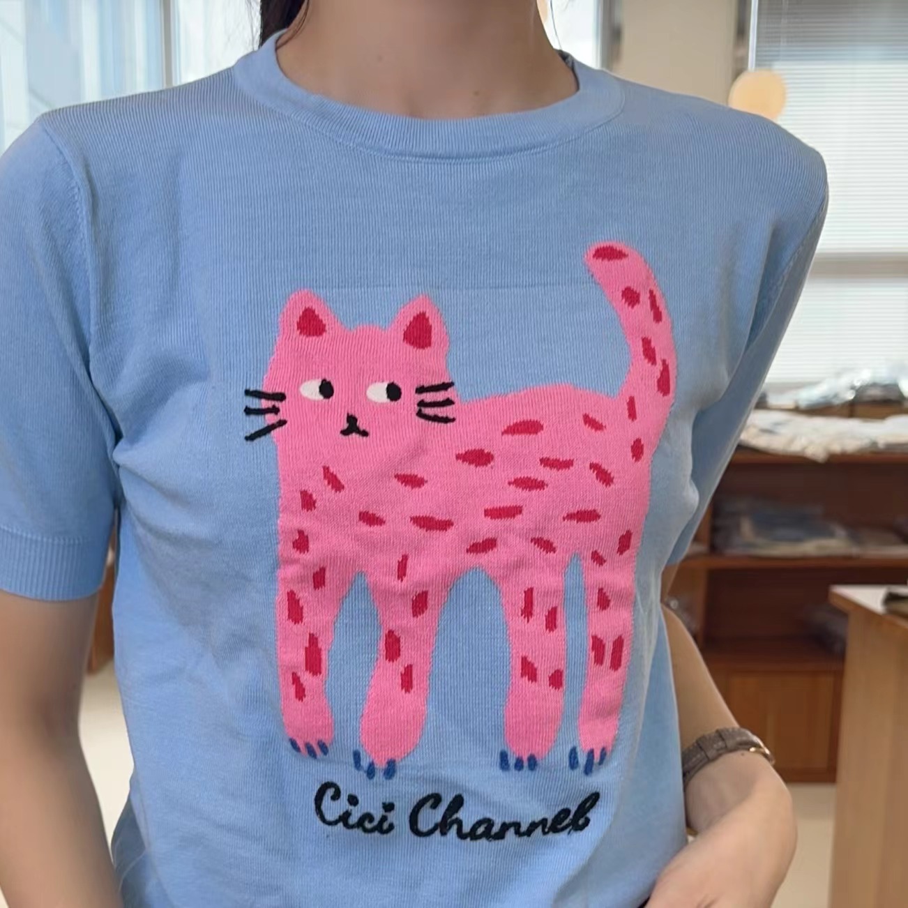 【金樱桃Golden cherry】儿童小猫针织毛衣时尚百搭T恤QS064