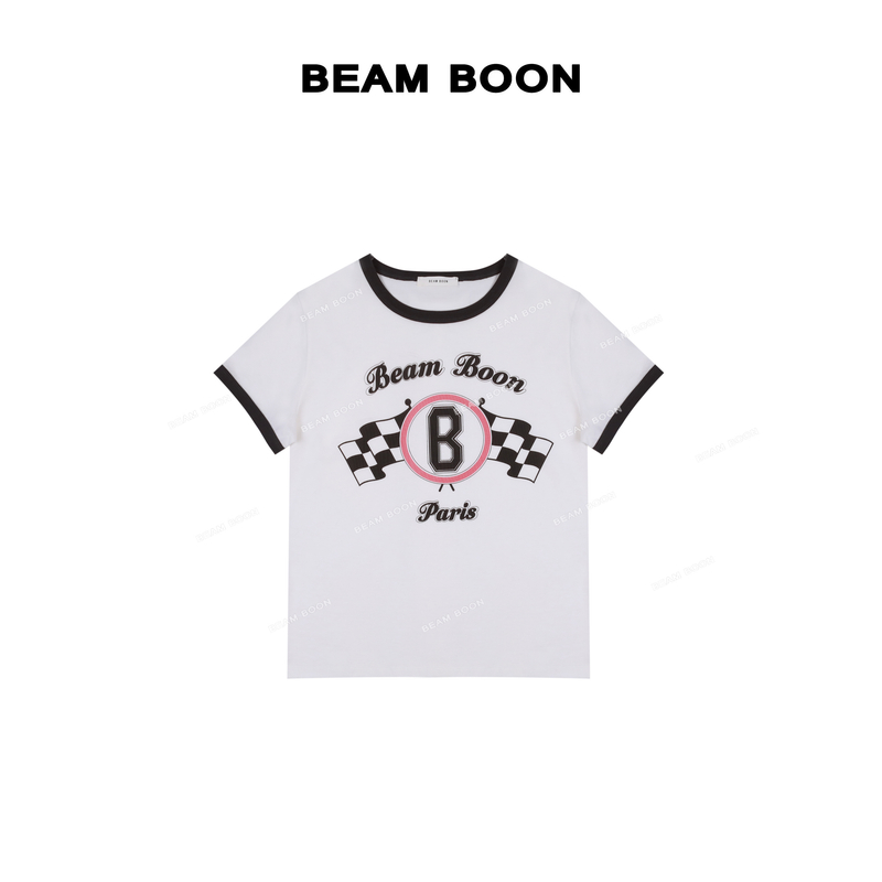 Beam Boon|【幸运8号】撞色印花轻盈透气亲肤百搭显瘦短袖T恤