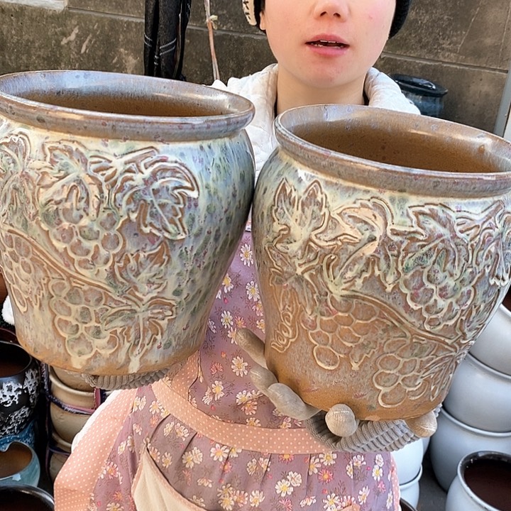 紫砂花盆瑕疵口20高20瑕疵