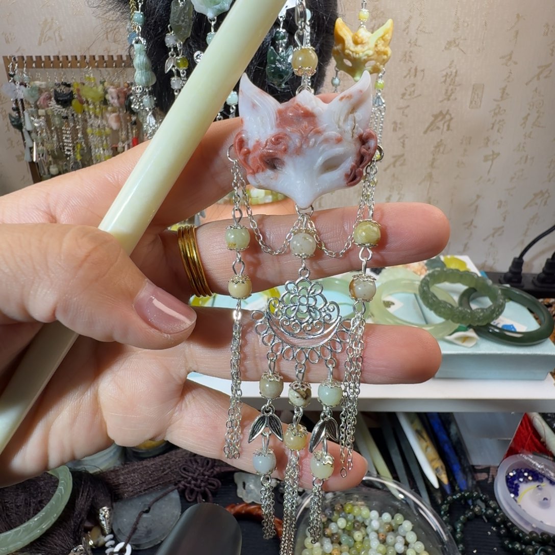 未镶嵌岫玉发饰福利款两个包邮