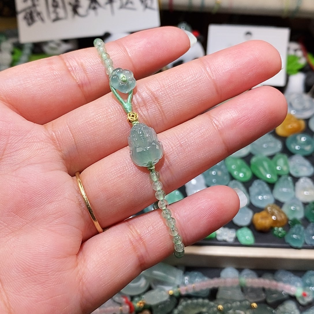 翡翠未镶嵌颈饰冰种貔貅手链15