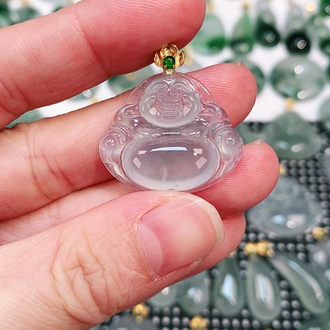 翡翠颈饰18K金镶嵌吊坠