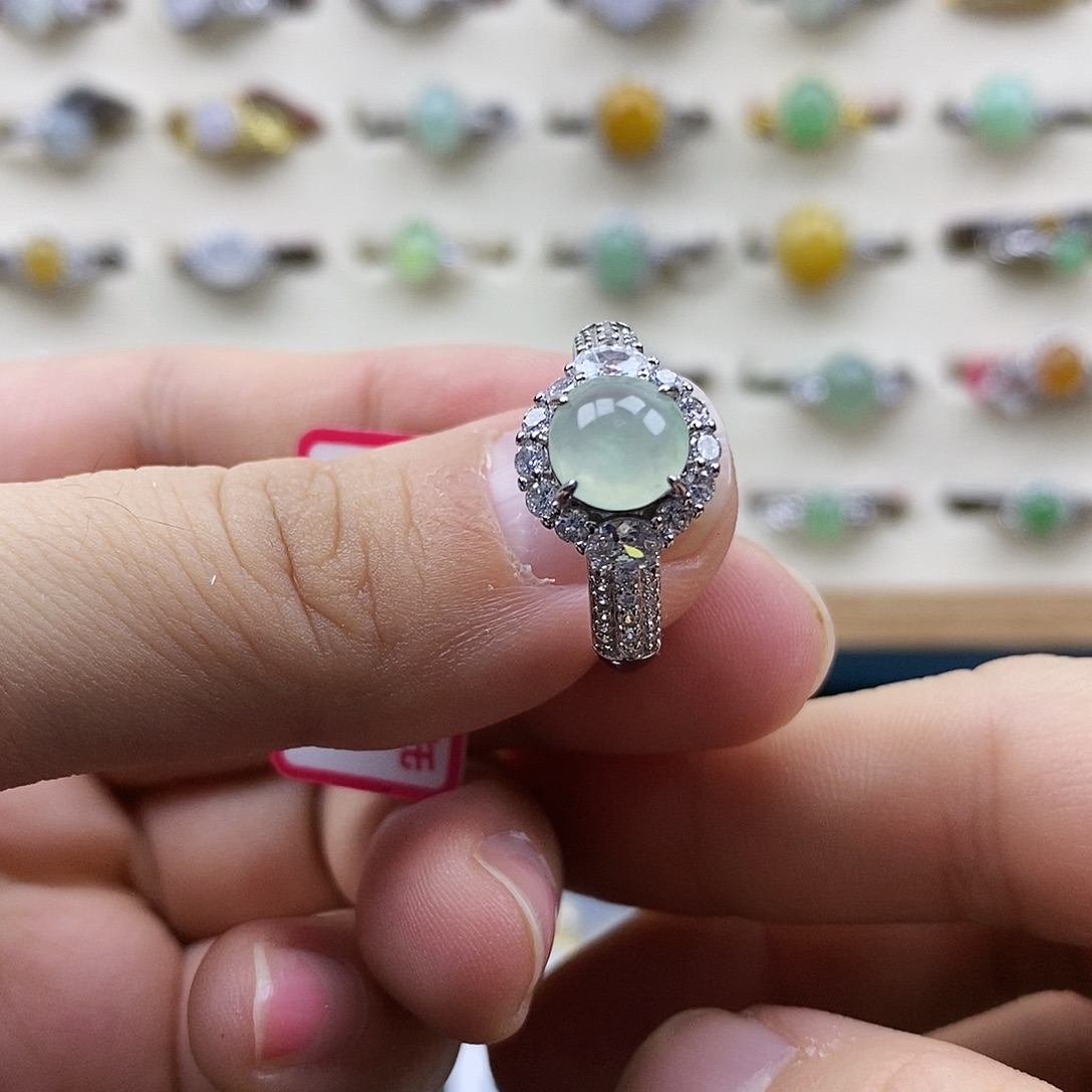 翡翠银S925镶嵌戒指