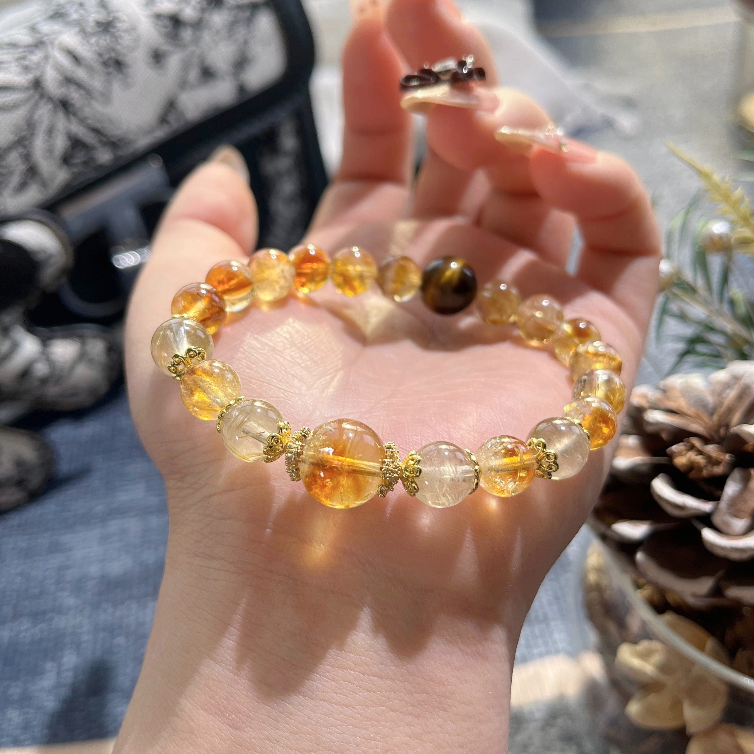 【纸醉金迷】天然黄塔晶金发晶虎眼手串千金感高级感