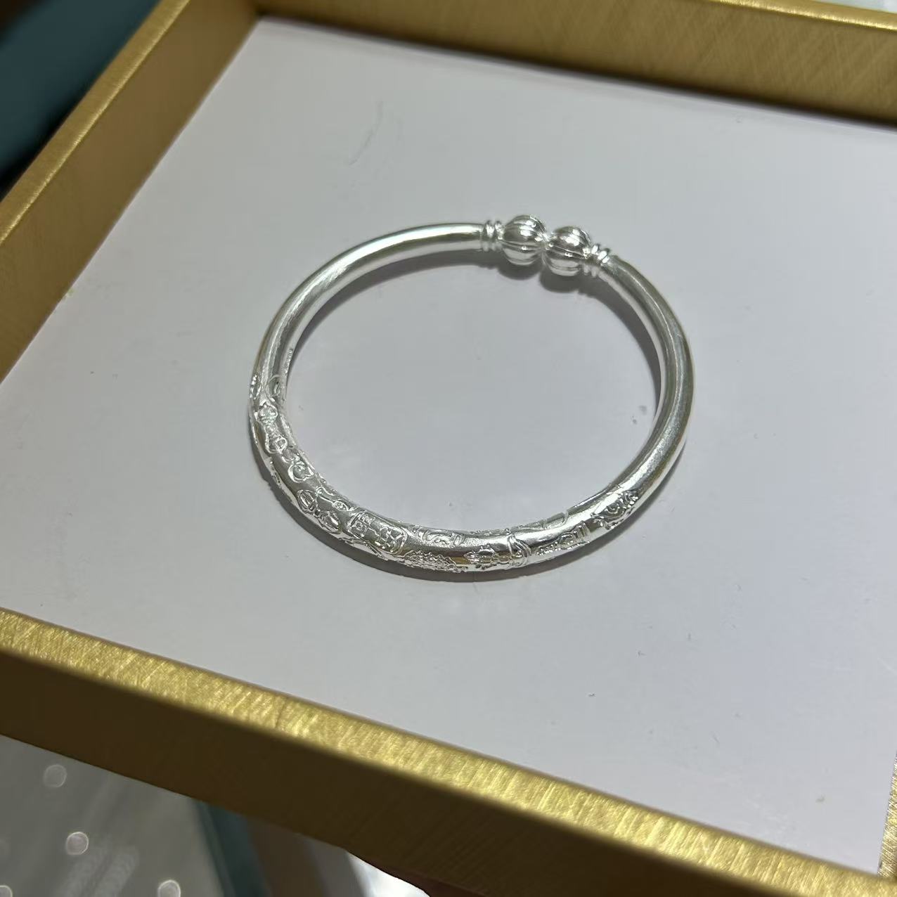 足银手镯 足银 999.9吉言南瓜头开口手镯41g