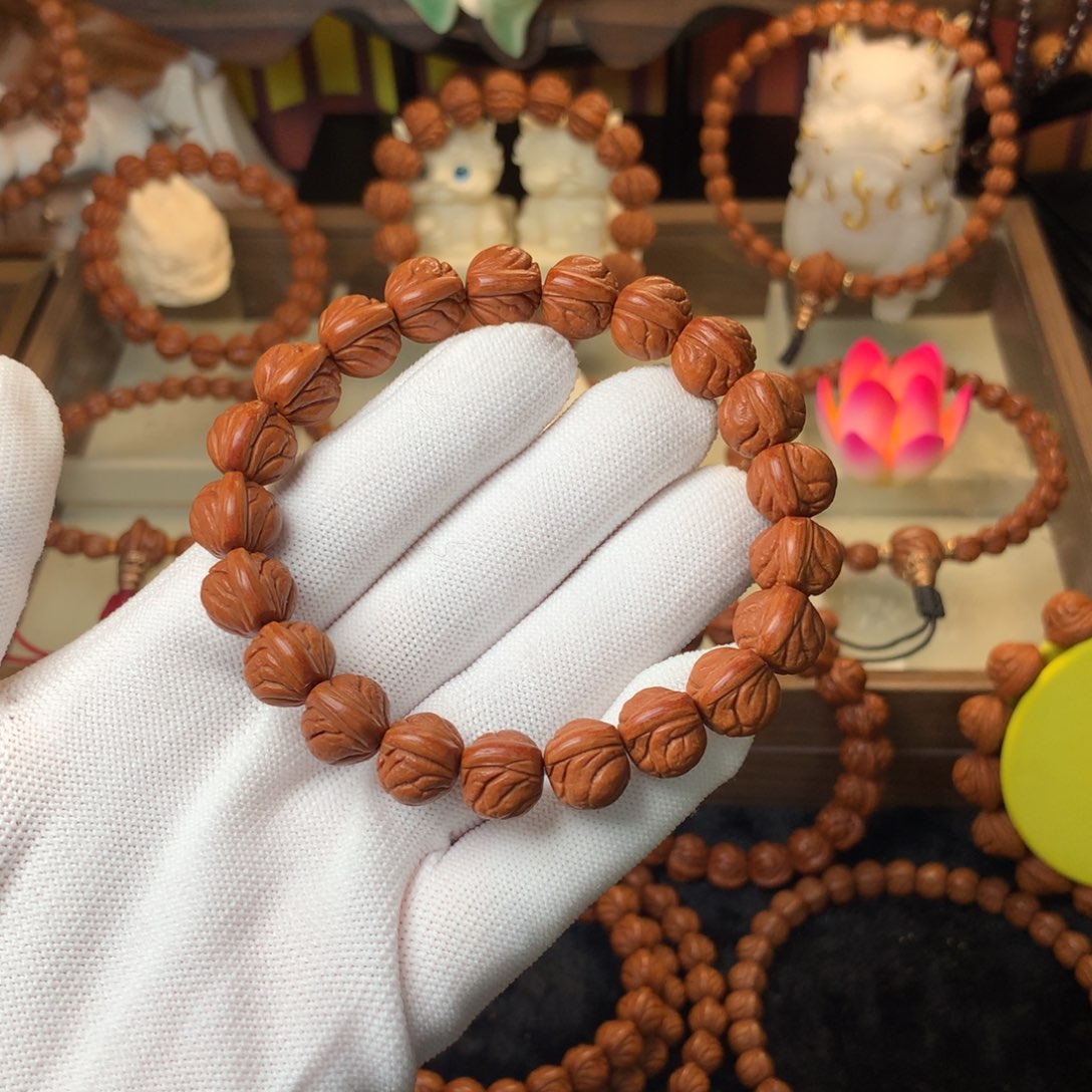 吊坠桃核玉龙脊手串12