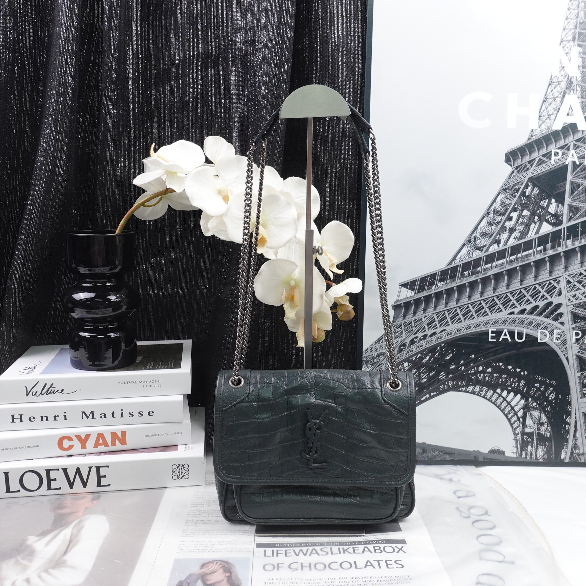 95新 YSL/圣罗兰 绿色斜挎包T10274859