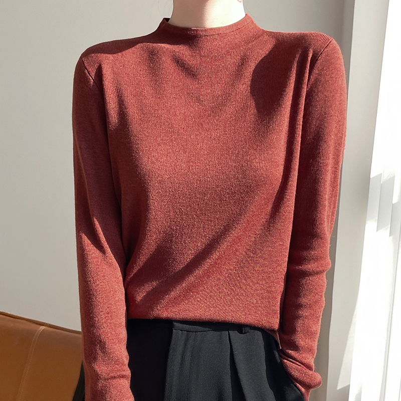 120支水溶羊毛 新款精纺超细百搭纯色打底衫时尚针织衫