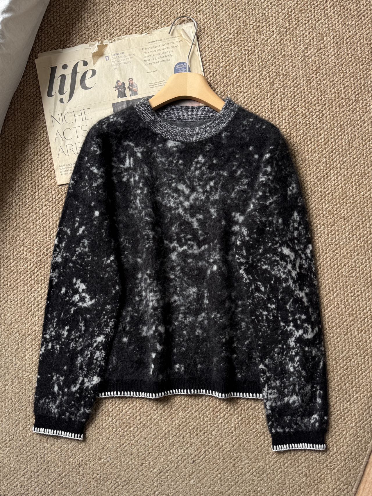 水墨提花【拉绒】圆领套头针织衫DLC-A02691