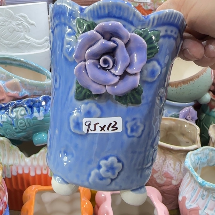 凑9块包邮，有孔，陶瓷花盆