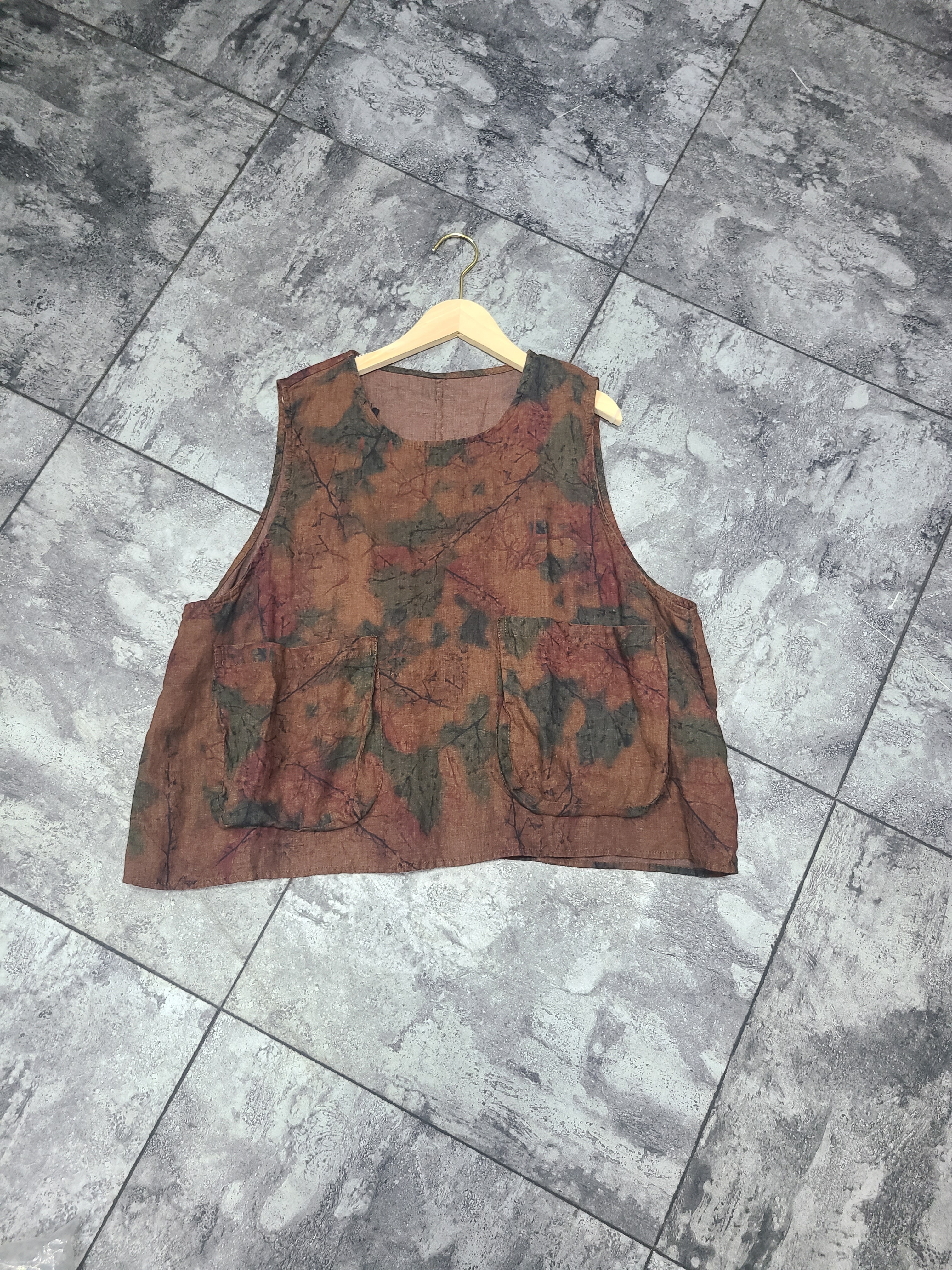 亚麻数码印花背心套装休闲百搭时尚