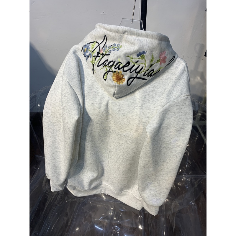 新款秋冬国潮重工刺绣连帽卫衣时尚宽松上衣复古百搭男女青年外套