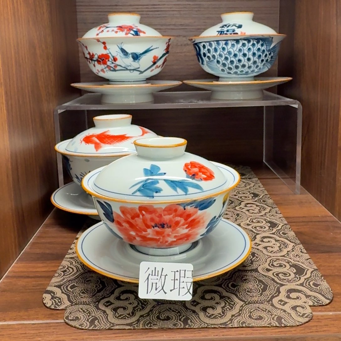 釉下手绘茶具微瑕