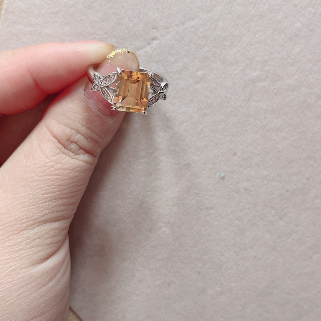 黄晶戒指银S925镶嵌?***?国首质检 天然黄晶