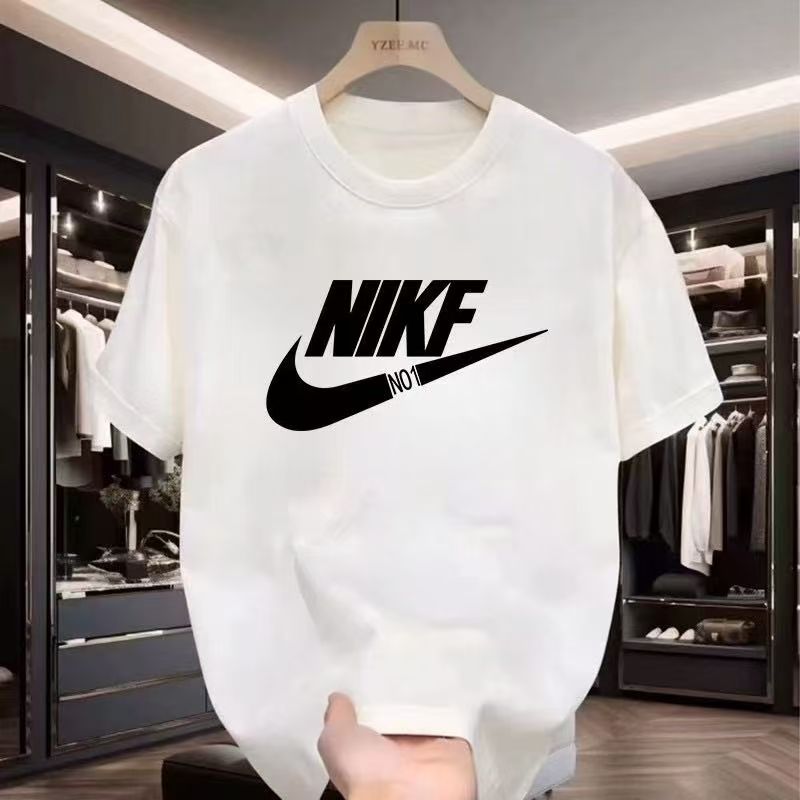 纯棉男士上衣宽松夏季T恤通用男款运动潮流圆领