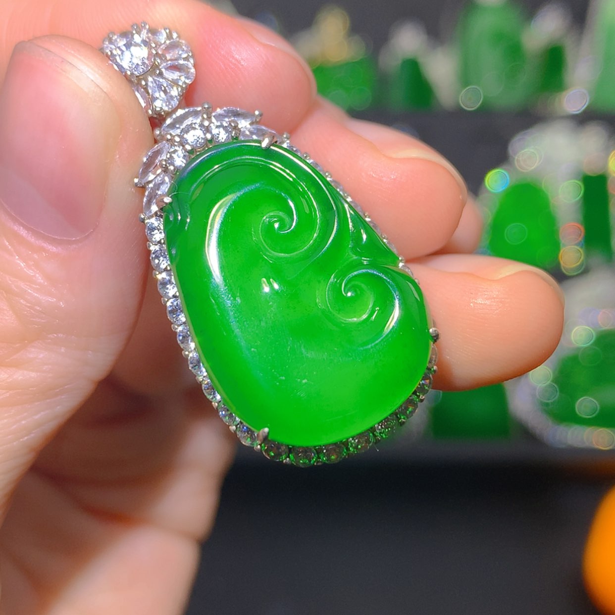 【闪购商品】翡翠吊坠(不含链)银S925镶嵌