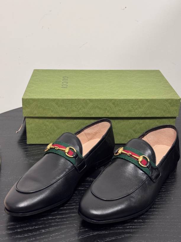 未使用 GUCCI/古驰 经典马衔扣黑色乐福鞋  男女同款