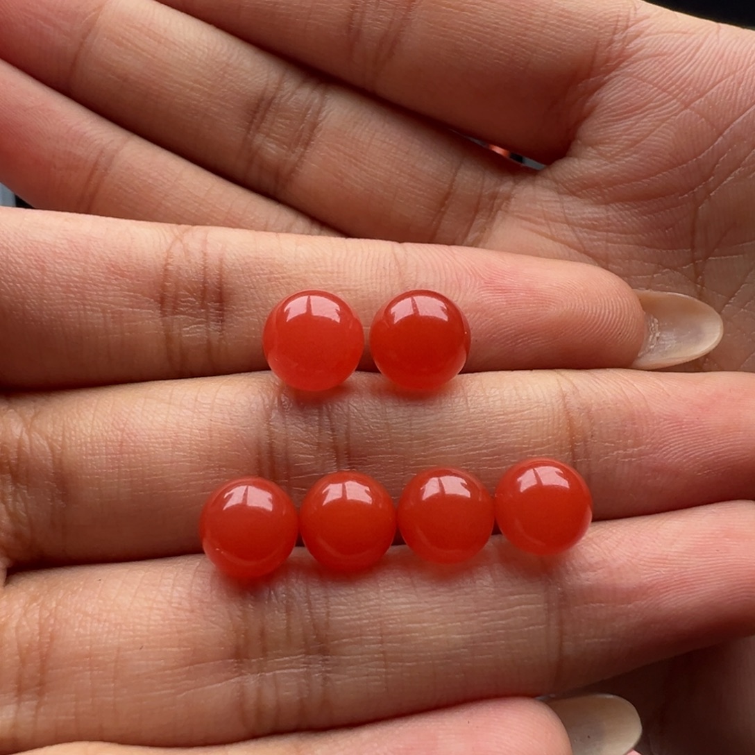 镜***艺南红玛瑙未镶嵌圆珠9，圆珠8