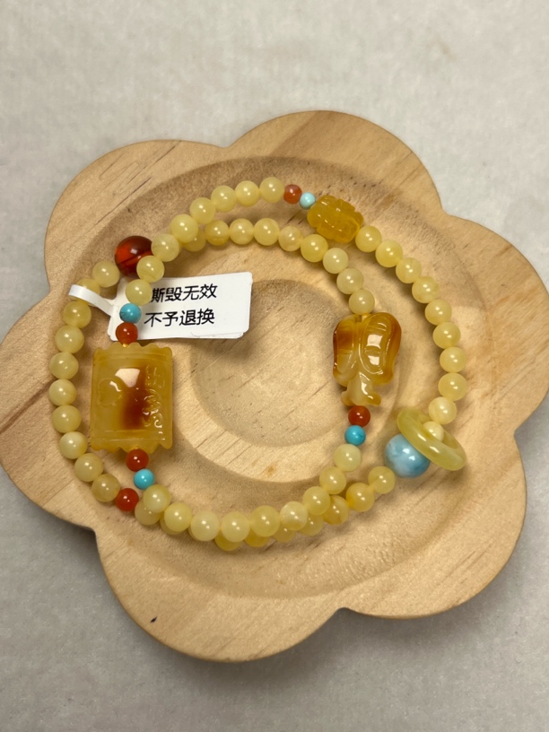 天然蜜蜡糖果双圈手串DIY百搭款