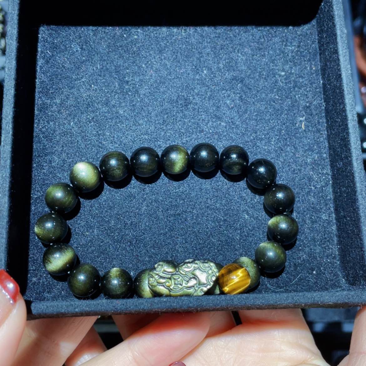 【闪购商品】黑曜岩手链未镶嵌自***是