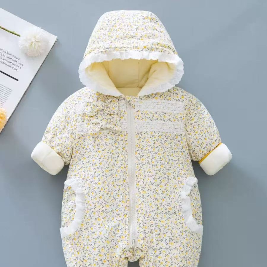 小碎花加绒加厚连体衣高品质外出服