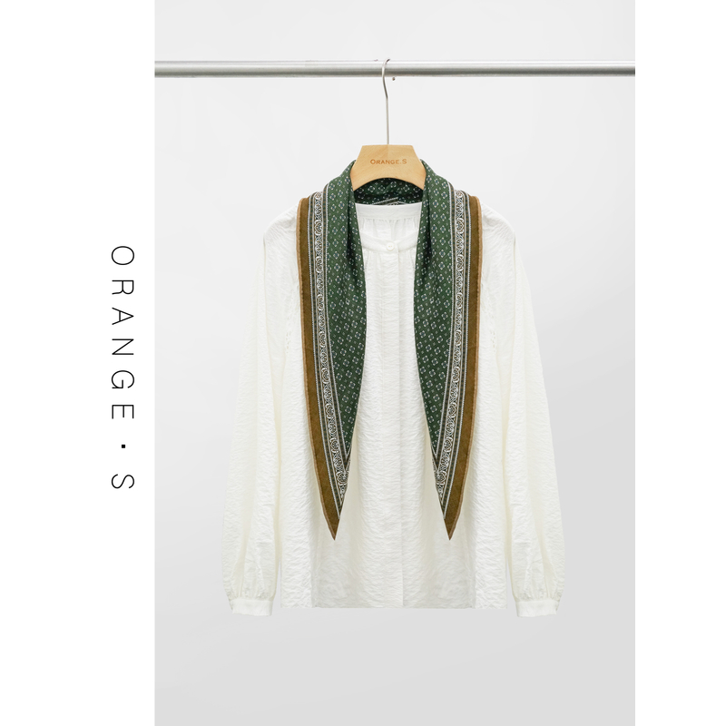 丝毛菱形巾【岁月书签·咖边】几何秩序感桑蚕丝绵羊毛丝巾130*42