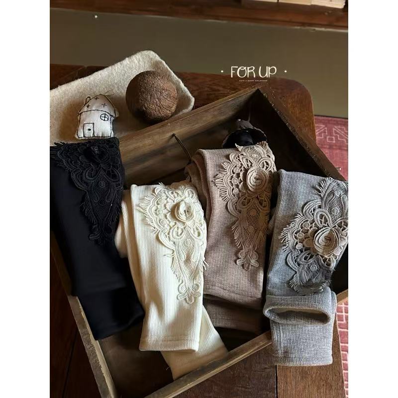 【现货冬款FORUP】女童冬装塔里蕾丝花朵加绒打底裤254-FU-65809